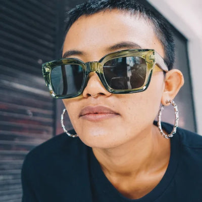 Anna Unisex Sunglasses - Green Lens/ Forest Green Frame