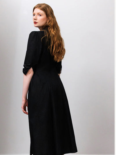 'NO MORE NOBODY' - Talitha Midi Dress Organic Cotton - Black