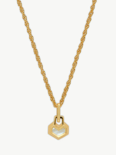 Mini Daryl Necklace 16'' Chain - Gold/ White Mother of Pearl