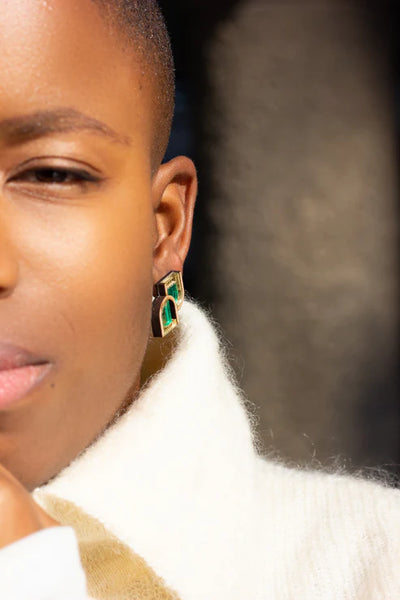 Arch Window Studs - Gold & Green