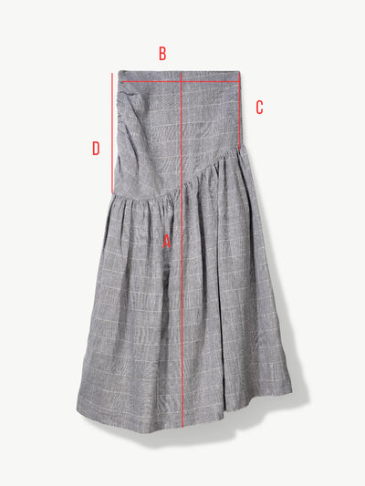 'NO MORE NOBODY' - Hilda Gathered Skirt Organic Linen - Grey Check