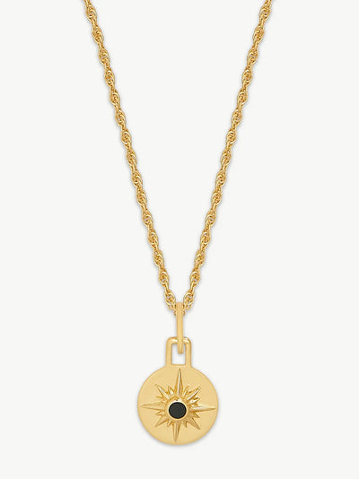 Mini Astrid Necklace 22'' Chain - Gold/ Onyx