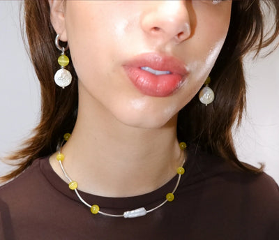 Silver Orbit Necklace - Citrine