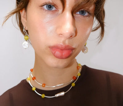 Silver Orbit Necklace - Citrine