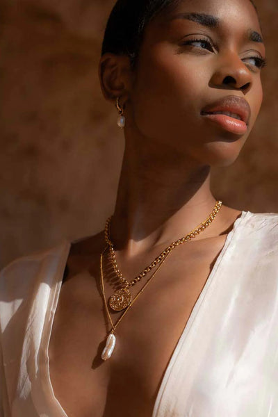 Alessia Pearl Hoops - Gold Plating/Freshwater Pearl