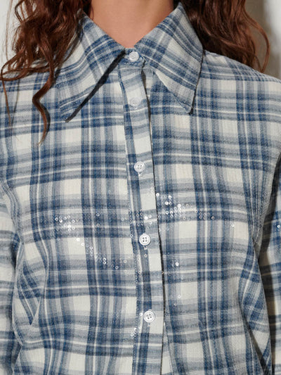 Maya Sequin Shirt - Cloud Blue