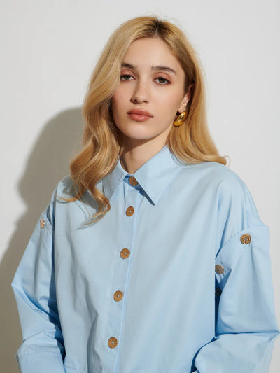 Lizzie Buttoned Shirt - Baby Blue