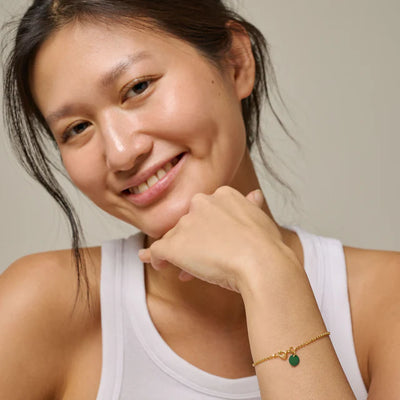 Ball Chain Bracelet - Gold/Petrol Green