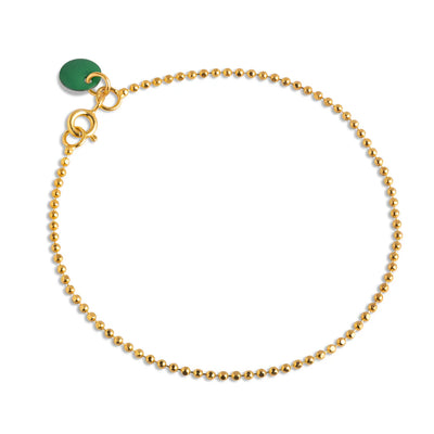 Ball Chain Bracelet - Gold/Petrol Green