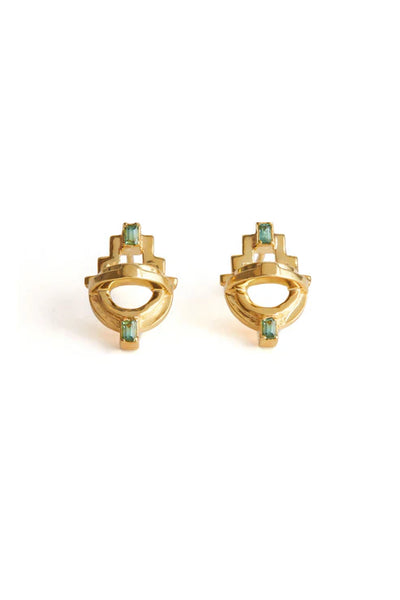 Ayah Earrings - Gold & Green Tourmaline