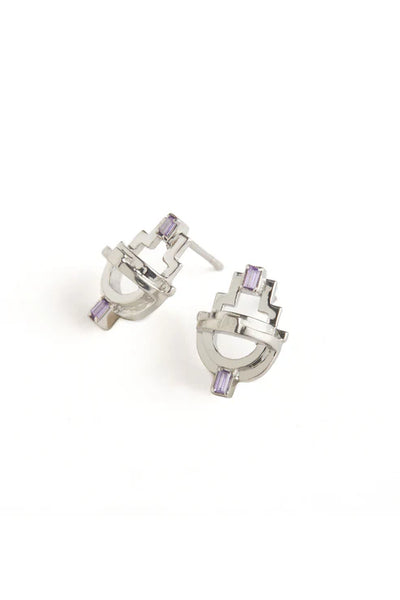 Ayah Earrings - Silver & Amethyst