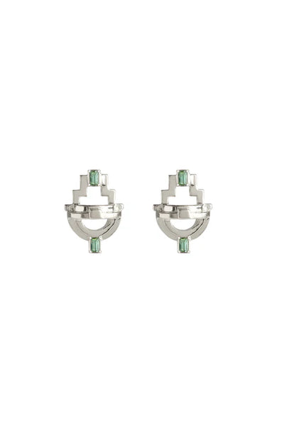 Ayah Earrings - Silver & Tourmaline