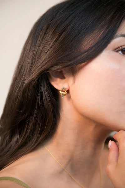 Ayah Earrings - Gold & Topaz