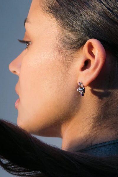 Ayah Earrings - Silver & Amethyst