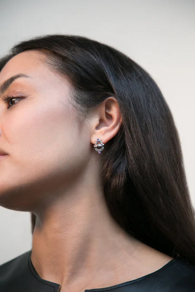 Ayah Earrings - Silver & Amethyst