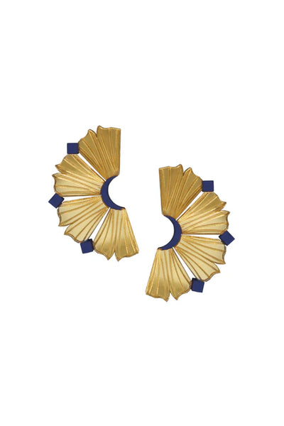 Nalla Earrings (Small) - Gold & Navy