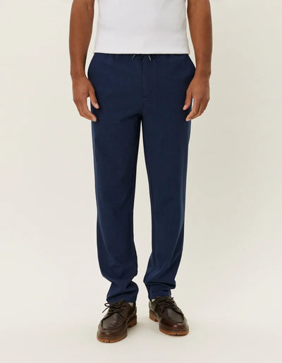 Como Tapered Textured Drawstring Pants - Dark Navy