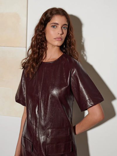 Louise Mini Dress - Mahogany Red