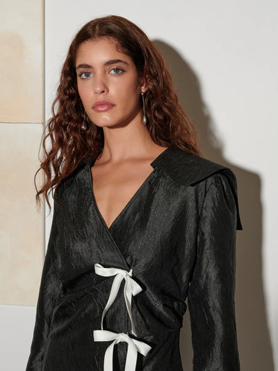 Julie Wrap Mini Dress - Coal Black