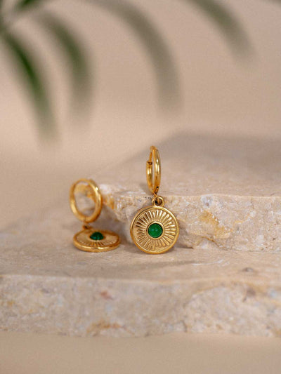 Boheme Emerald Hoops - Gold Plating
