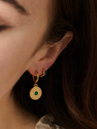 Emerald Boheme Huggies - Gold Plating/Emerald