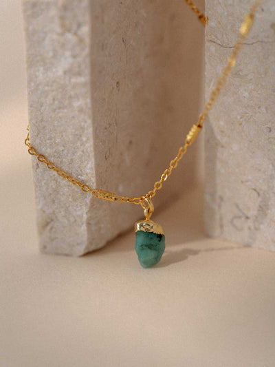 Mohica Raw Emerald Necklace - Gold Plating/Emerald