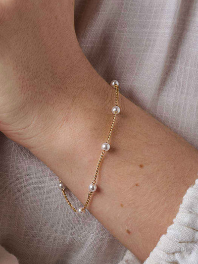 Gaia Pearl Chain Bracelet - Gold Plating/Freshwater Pearl