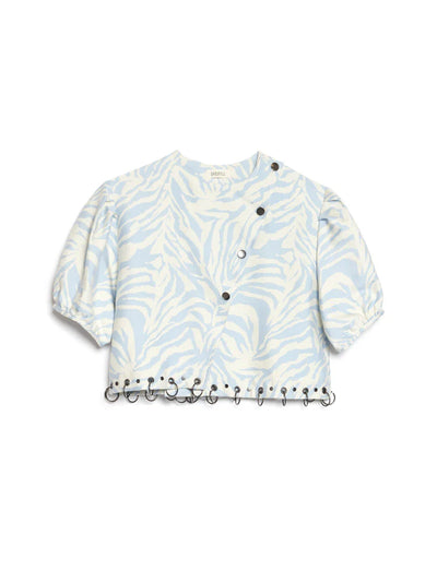 Serena Zebra Top - Baby Blue