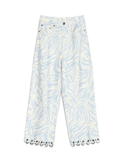 Serena Zebra Trousers - Baby Blue