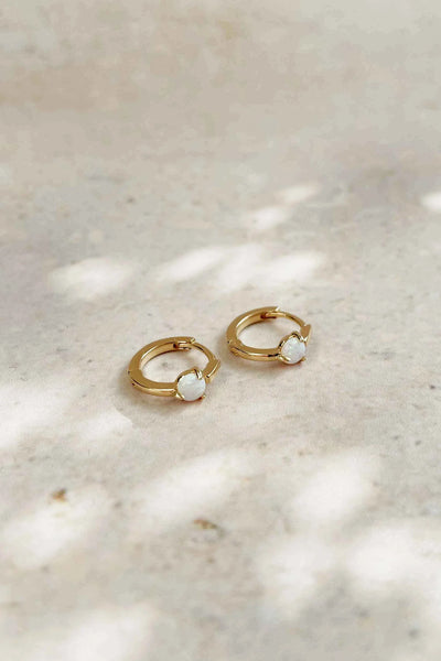 Aura Opal Huggies - Gold Plating