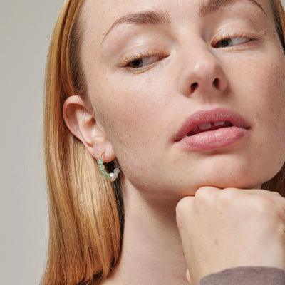 Kalea Hoops - Light Green, Pearl and Light Blue