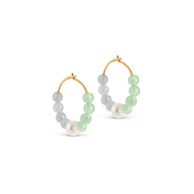 Kalea Hoops - Light Green, Pearl and Light Blue