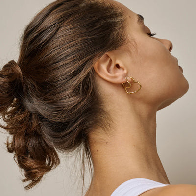 Organic Heart Small Hoops - Gold