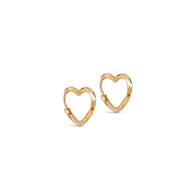 Organic Heart Small Hoops - Gold