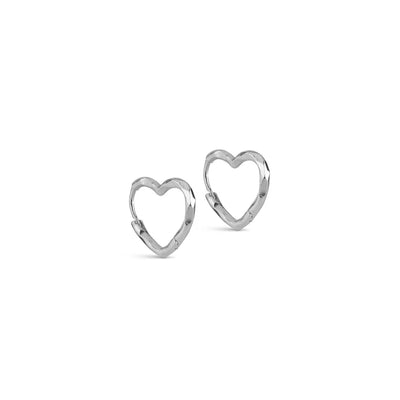 Organic Heart Small Hoops - Silver