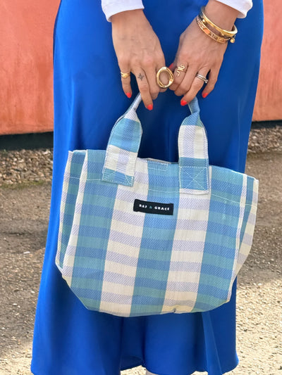 Micro Shopper Bag - Sky Blue/Ecru