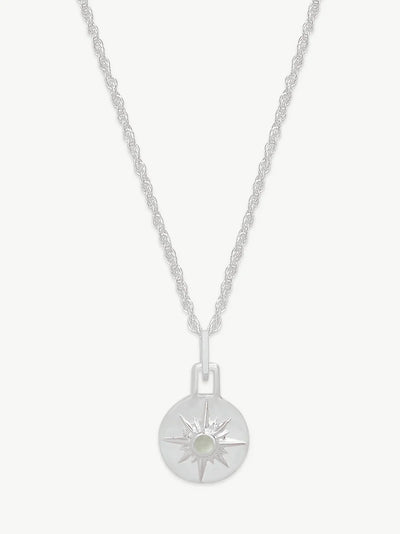 Mini Astrid Necklace 16'' Chain - Silver/White Mother of Pearl