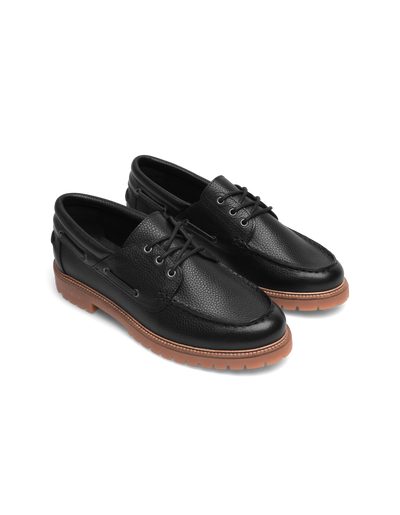 Taylor Leather Boat Shoe - Black