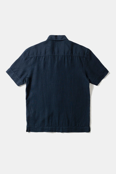 Linen Short Sleeve Shirt - Plain Navy
