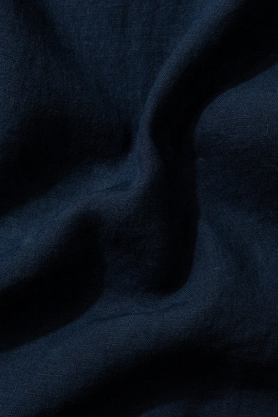 Linen Short Sleeve Shirt - Plain Navy
