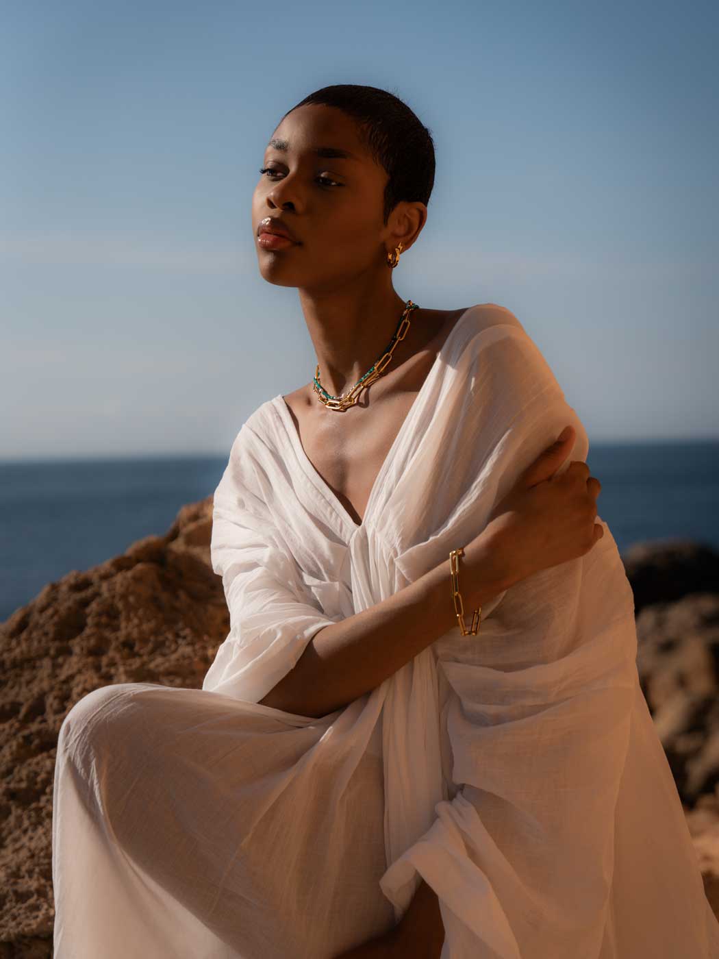 Lucy Large Oval Statement Oval Necklace - Gold Plating