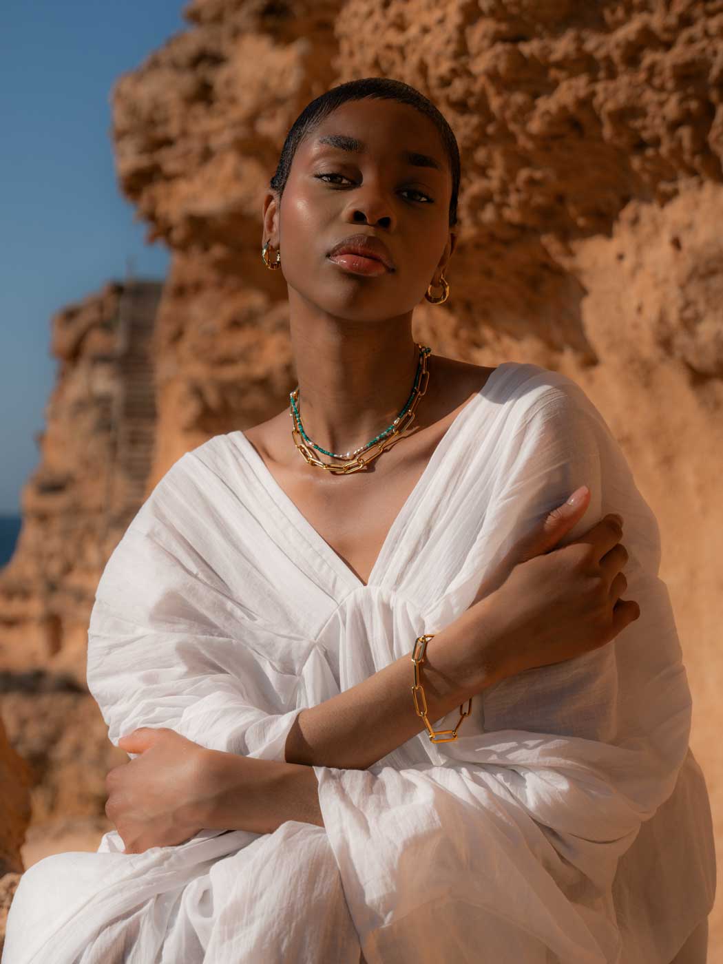 Lucy Large Oval Statement Bracelet - Gold Plating