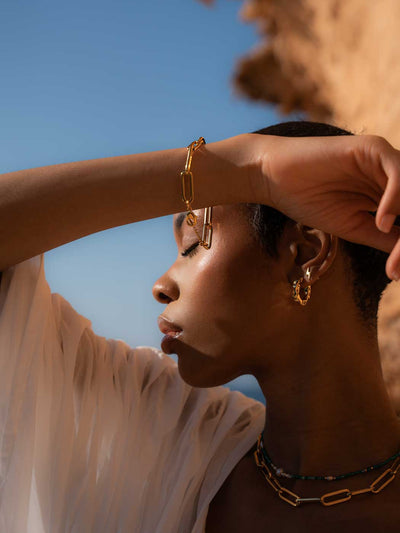 Lucy Large Oval Statement Bracelet - Gold Plating