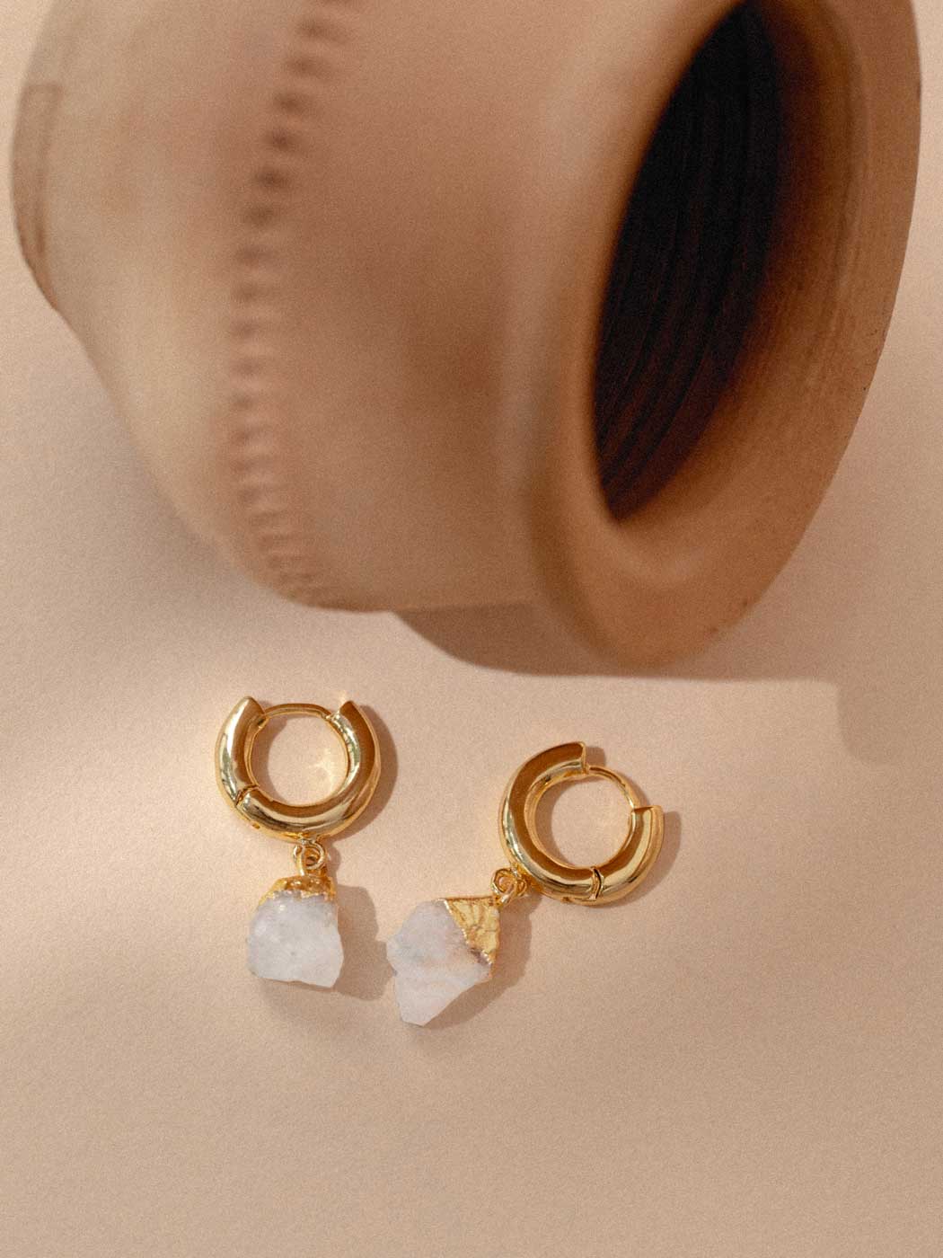 Luna Moonstone Hoops - Gold Plating