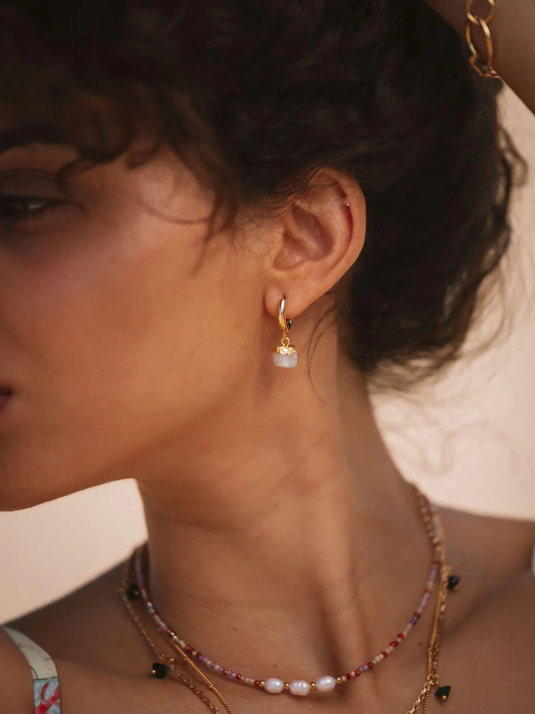 Luna Moonstone Hoops - Gold Plating