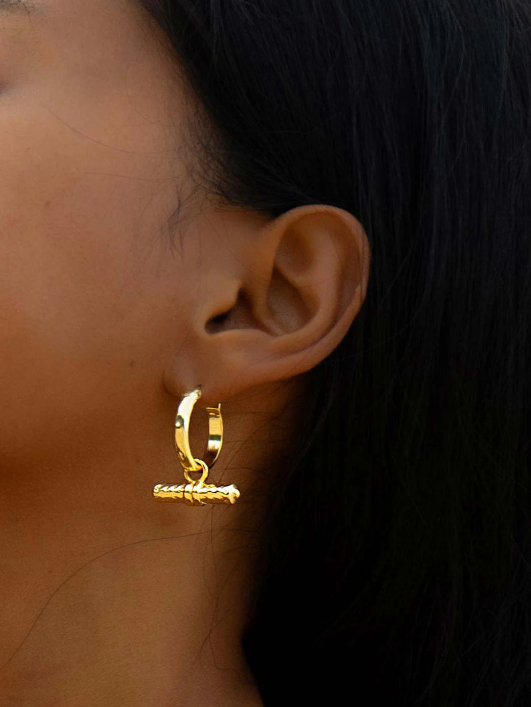 Margot  T - Bar Hoops - Gold Plating