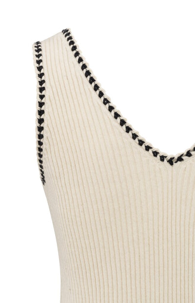Rib Tanktop with Fun Details - Summer Sand