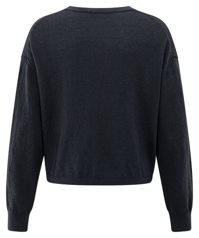 Textured Round Neck Sweater - Inkwell Blue