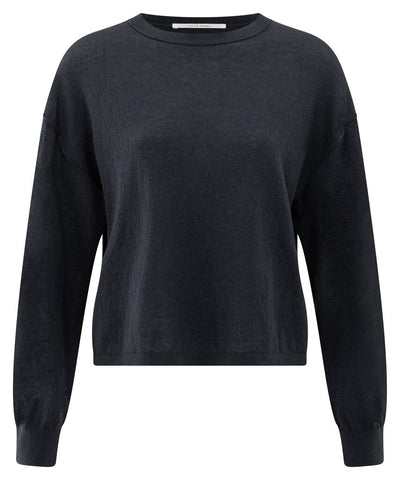 Textured Round Neck Sweater - Inkwell Blue