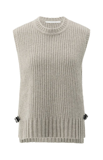 Rib Stitch Spencer Vest - Brownish Grey Melange